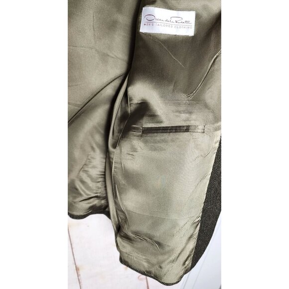 Oscar De La Renta Men's 100% Wool 3-Button 44R Vintage Sport Coat Dress Jacket - Picture 6 of 14